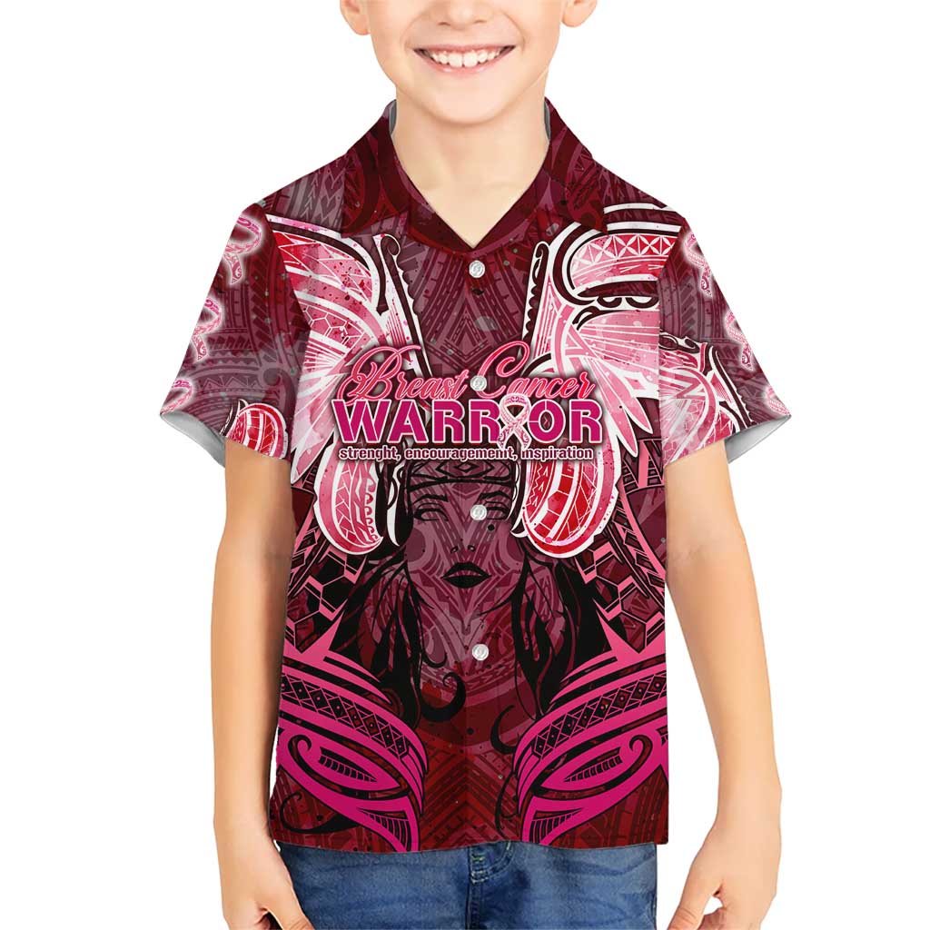 Breast Cancer Warrior Kid Hawaiian Shirt Angel Wings Polynesian Pattern DT02 Kid Pink - Polynesian Pride