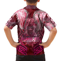 Breast Cancer Warrior Kid Hawaiian Shirt Angel Wings Polynesian Pattern DT02 - Polynesian Pride