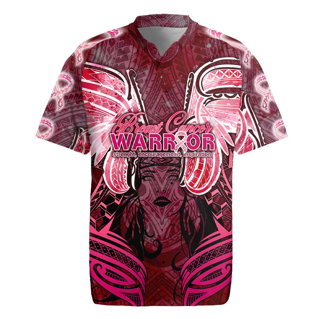 Breast Cancer Warrior Rugby Jersey Angel Wings Polynesian Pattern DT02 Pink - Polynesian Pride