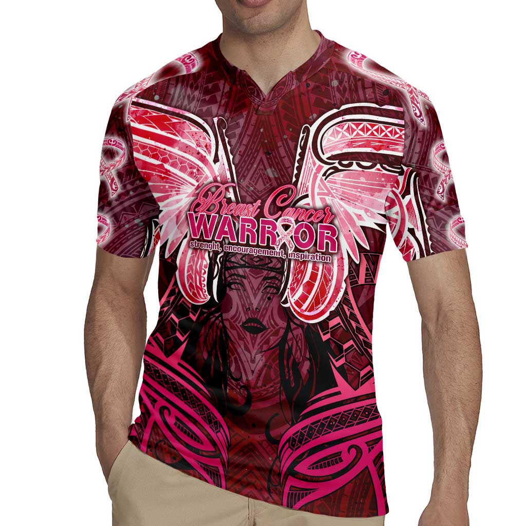 Breast Cancer Warrior Rugby Jersey Angel Wings Polynesian Pattern DT02 - Polynesian Pride