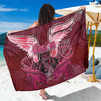 Breast Cancer Warrior Sarong Angel Wings Polynesian Pattern DT02 One Size 44 x 66 inches Pink - Polynesian Pride