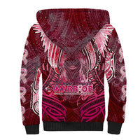 Breast Cancer Warrior Sherpa Hoodie Angel Wings Polynesian Pattern
