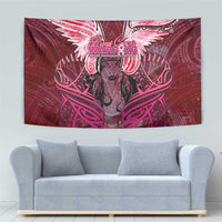 Breast Cancer Warrior Tapestry Angel Wings Polynesian Pattern