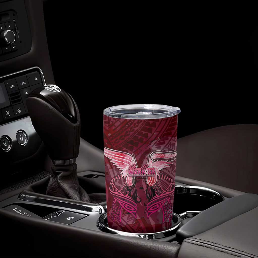 Breast Cancer Warrior Tumbler Cup Angel Wings Polynesian Pattern