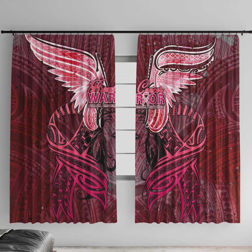 Breast Cancer Warrior Window Curtain Angel Wings Polynesian Pattern