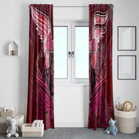 Breast Cancer Warrior Window Curtain Angel Wings Polynesian Pattern