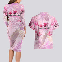 Breast Cancer Polynesian Couples Matching Long Sleeve Bodycon Dress and Hawaiian Shirt I Can Do All Things Through Christ DT02 - Polynesian Pride