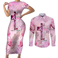 Breast Cancer Polynesian Couples Matching Short Sleeve Bodycon Dress and Long Sleeve Button Shirt I Can Do All Things Through Christ DT02 Pink - Polynesian Pride