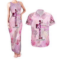 Breast Cancer Polynesian Couples Matching Tank Maxi Dress and Hawaiian Shirt I Can Do All Things Through Christ DT02 Pink - Polynesian Pride