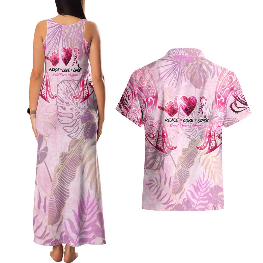 Breast Cancer Polynesian Couples Matching Tank Maxi Dress and Hawaiian Shirt I Can Do All Things Through Christ DT02 - Polynesian Pride