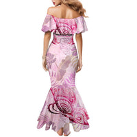Breast Cancer Polynesian Family Matching Mermaid Dress and Hawaiian Shirt I Can Do All Things Through Christ