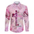 Breast Cancer Polynesian Family Matching Off The Shoulder Long Sleeve Dress and Hawaiian Shirt I Can Do All Things Through Christ