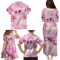 Breast Cancer Polynesian Family Matching Puletasi and Hawaiian Shirt I Can Do All Things Through Christ DT02 - Polynesian Pride