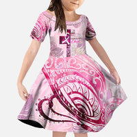 Breast Cancer Polynesian Family Matching Short Sleeve Bodycon Dress and Hawaiian Shirt I Can Do All Things Through Christ DT02 Daughter's Dress Pink - Polynesian Pride