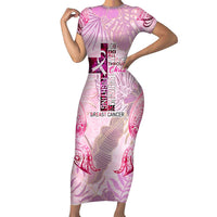 Breast Cancer Polynesian Family Matching Short Sleeve Bodycon Dress and Hawaiian Shirt I Can Do All Things Through Christ DT02 Mom's Dress Pink - Polynesian Pride