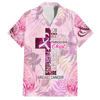 Breast Cancer Polynesian Family Matching Tank Maxi Dress and Hawaiian Shirt I Can Do All Things Through Christ