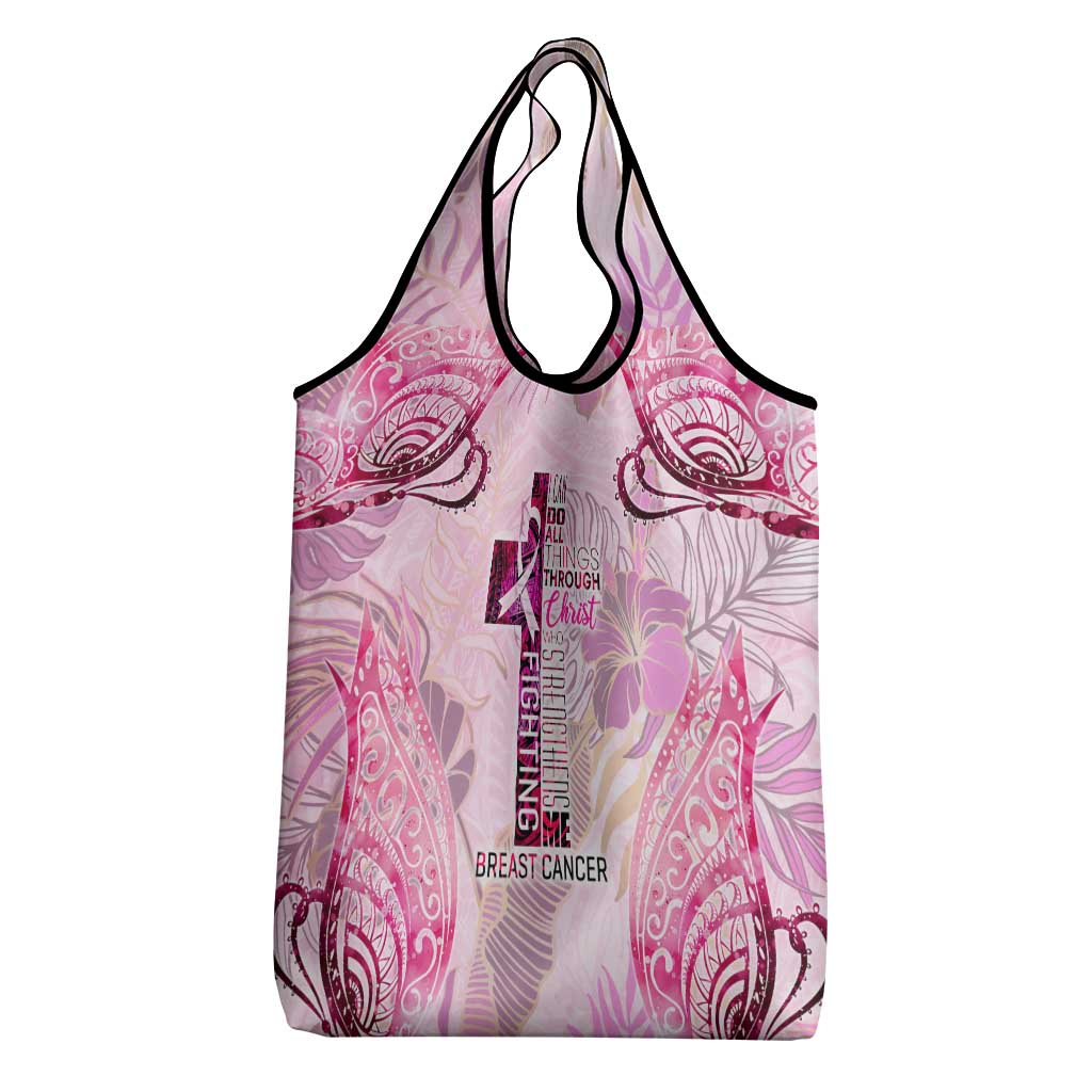 Breast Cancer Polynesian Grocery Bag I Can Do All Things Through Christ