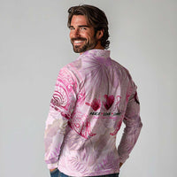 Breast Cancer Polynesian Long Sleeve Polo Shirt I Can Do All Things Through Christ