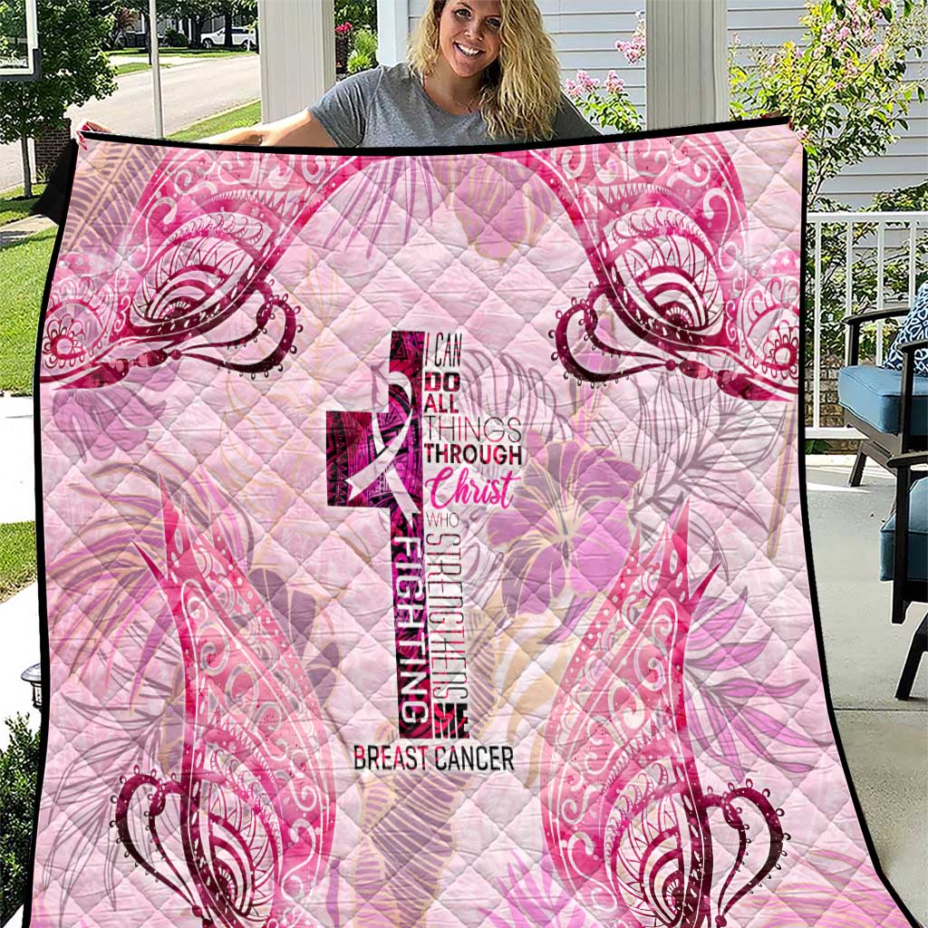 Breast Cancer Polynesian Quilt I Can Do All Things Through Christ DT02 Pink - Polynesian Pride