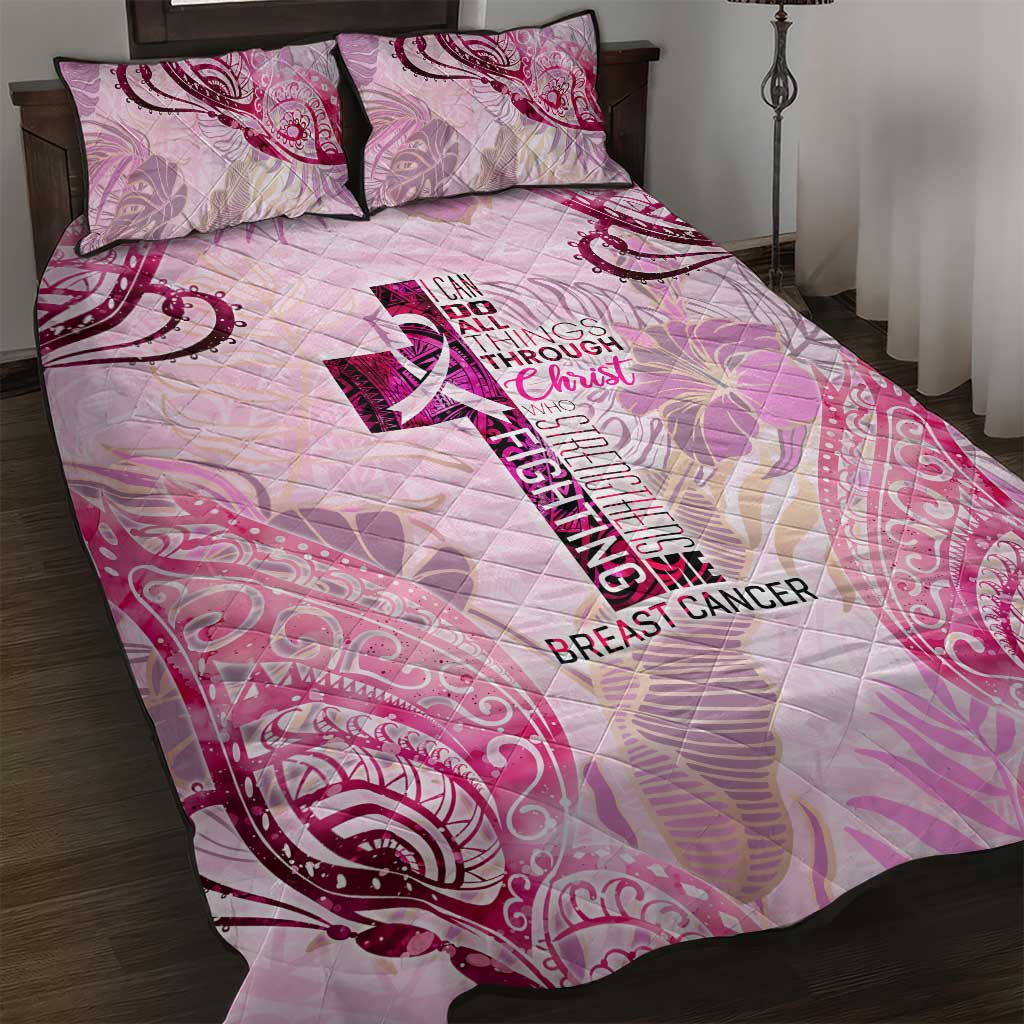 Breast Cancer Polynesian Quilt Bed Set I Can Do All Things Through Christ