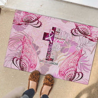 Breast Cancer Polynesian Rubber Doormat I Can Do All Things Through Christ