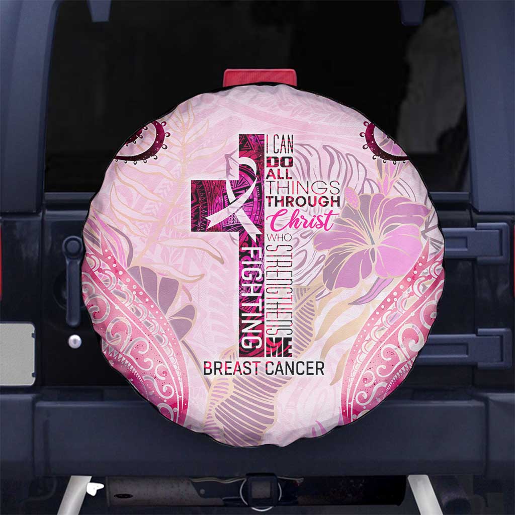 Breast Cancer Polynesian Spare Tire Cover I Can Do All Things Through Christ