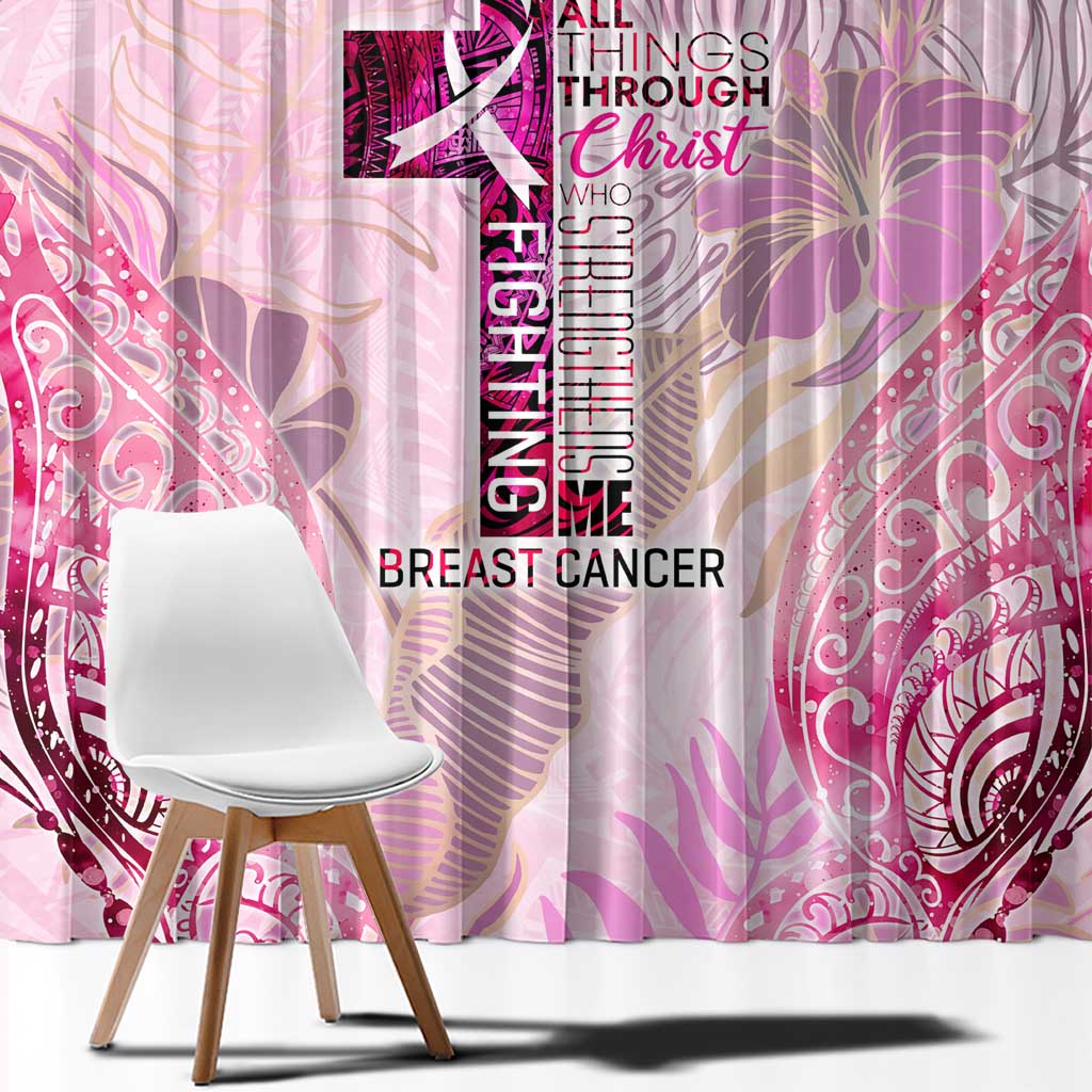 Breast Cancer Polynesian Window Curtain I Can Do All Things Through Christ