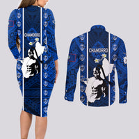 guam-chamorro-warrior-couples-matching-long-sleeve-bodycon-dress-and-long-sleeve-button-shirts-traditional-tribal-patterns