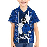 Guam Chamorro Warrior Family Matching Short Sleeve Bodycon Dress and Hawaiian Shirt Traditional Tribal Patterns DT02 Son's Shirt Blue - Polynesian Pride