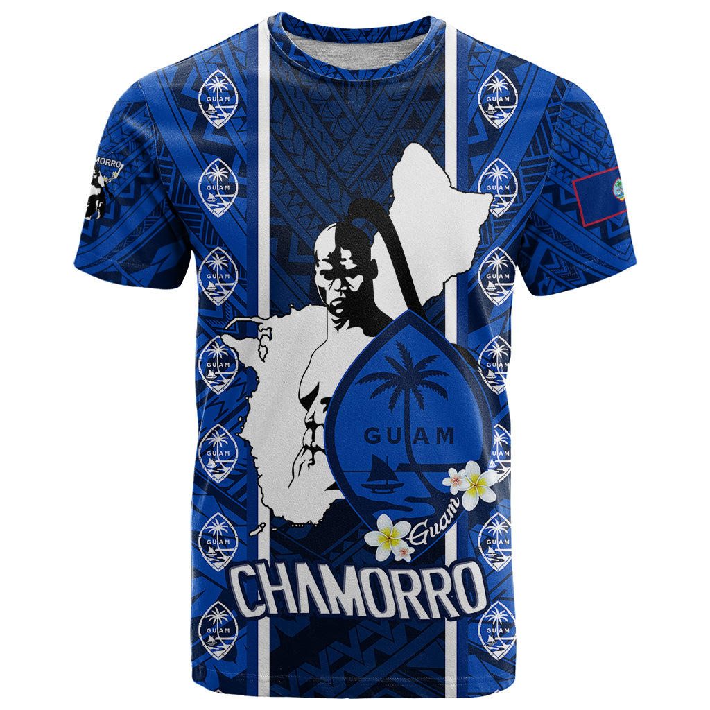 Guam Chamorro Warrior T Shirt Traditional Tribal Patterns DT02 Blue - Polynesian Pride