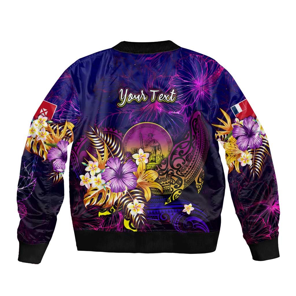 Wallis and Futuna Bomber Jacket Whale Hibiscus Polynesian DT02 - Polynesian Pride