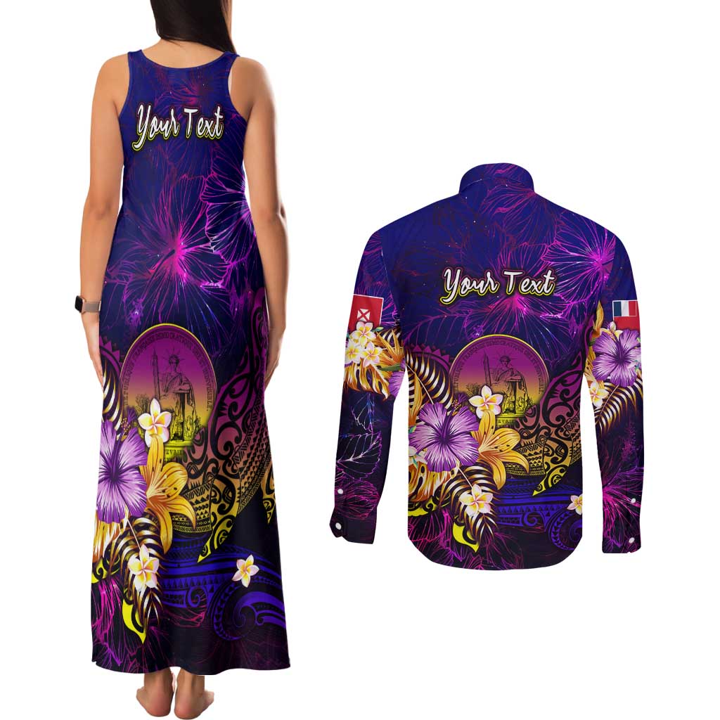 Wallis and Futuna Couples Matching Tank Maxi Dress and Long Sleeve Button Shirt Whale Hibiscus Polynesian DT02 - Polynesian Pride
