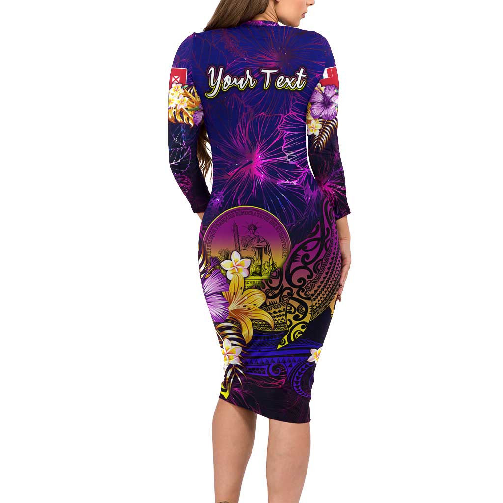 Wallis and Futuna Family Matching Long Sleeve Bodycon Dress and Hawaiian Shirt Whale Hibiscus Polynesian DT02 - Polynesian Pride