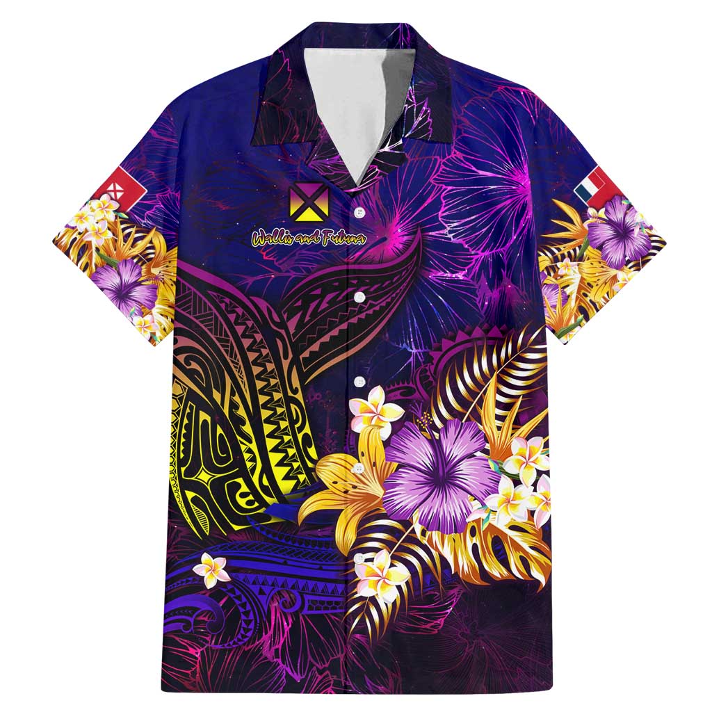 Wallis and Futuna Family Matching Mermaid Dress and Hawaiian Shirt Whale Hibiscus Polynesian DT02 Dad's Shirt - Short Sleeve Purple - Polynesian Pride