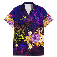 Wallis and Futuna Family Matching Mermaid Dress and Hawaiian Shirt Whale Hibiscus Polynesian DT02 Dad's Shirt - Short Sleeve Purple - Polynesian Pride