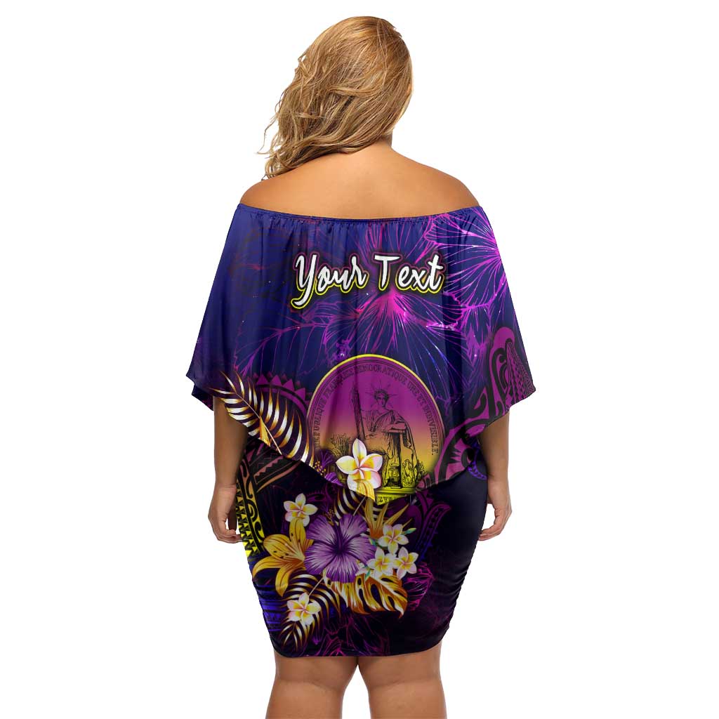 Wallis and Futuna Family Matching Off Shoulder Short Dress and Hawaiian Shirt Whale Hibiscus Polynesian