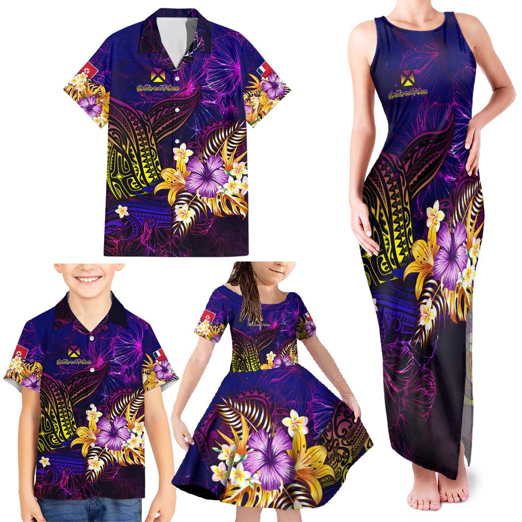 Wallis and Futuna Family Matching Tank Maxi Dress and Hawaiian Shirt Whale Hibiscus Polynesian