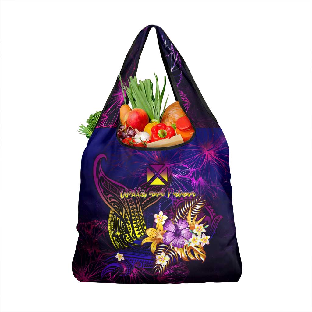 Wallis and Futuna Grocery Bag Whale Hibiscus Polynesian DT02 1-pack One Size Purple - Polynesian Pride