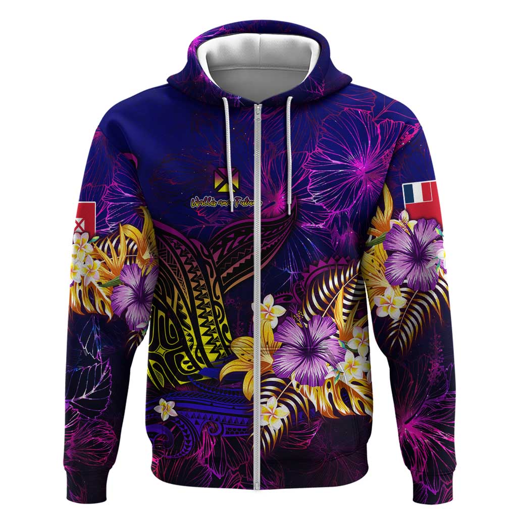 Wallis and Futuna Hoodie Whale Hibiscus Polynesian