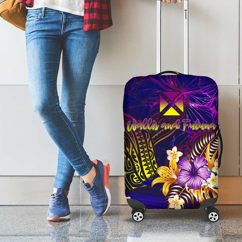 Wallis and Futuna Luggage Cover Whale Hibiscus Polynesian