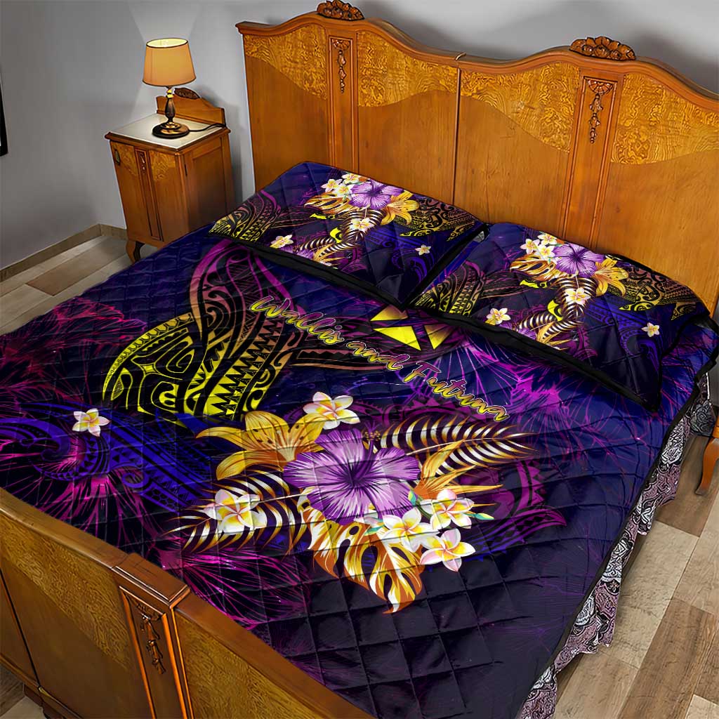 Wallis and Futuna Quilt Bed Set Whale Hibiscus Polynesian