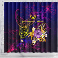 Wallis and Futuna Shower Curtain Whale Hibiscus Polynesian