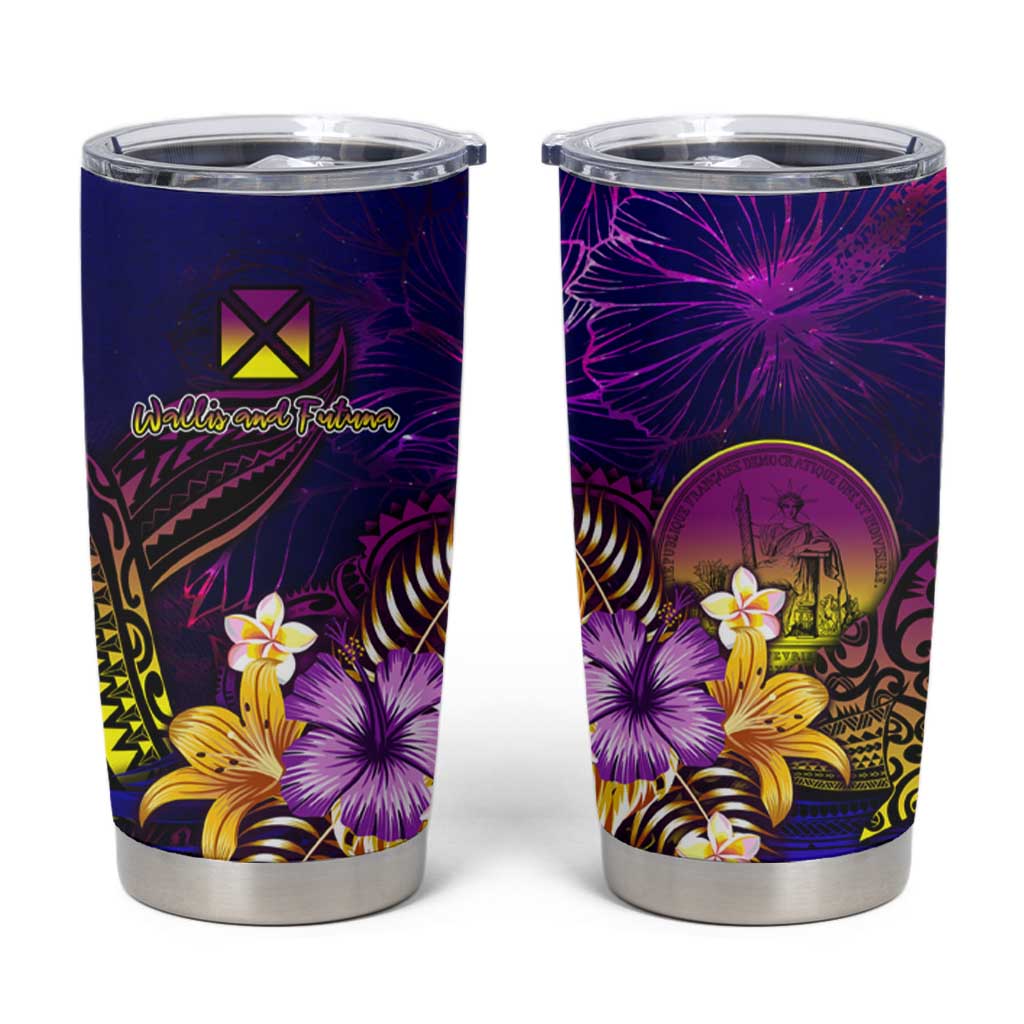 Wallis and Futuna Tumbler Cup Whale Hibiscus Polynesian DT02 Purple - Polynesian Pride