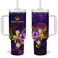 Wallis and Futuna Tumbler With Handle Whale Hibiscus Polynesian DT02 One Size: 40 oz Purple - Polynesian Pride