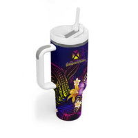 Wallis and Futuna Tumbler With Handle Whale Hibiscus Polynesian DT02 - Polynesian Pride