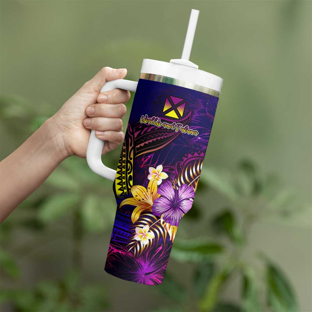 Wallis and Futuna Tumbler With Handle Whale Hibiscus Polynesian DT02 - Polynesian Pride
