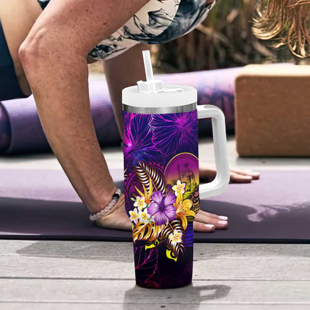 Wallis and Futuna Tumbler With Handle Whale Hibiscus Polynesian DT02 - Polynesian Pride