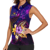 Wallis and Futuna Women Sleeveless Polo Shirt Whale Hibiscus Polynesian DT02 - Polynesian Pride
