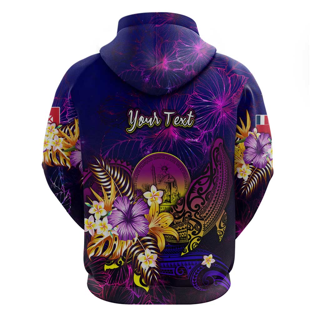 Wallis and Futuna Zip Hoodie Whale Hibiscus Polynesian