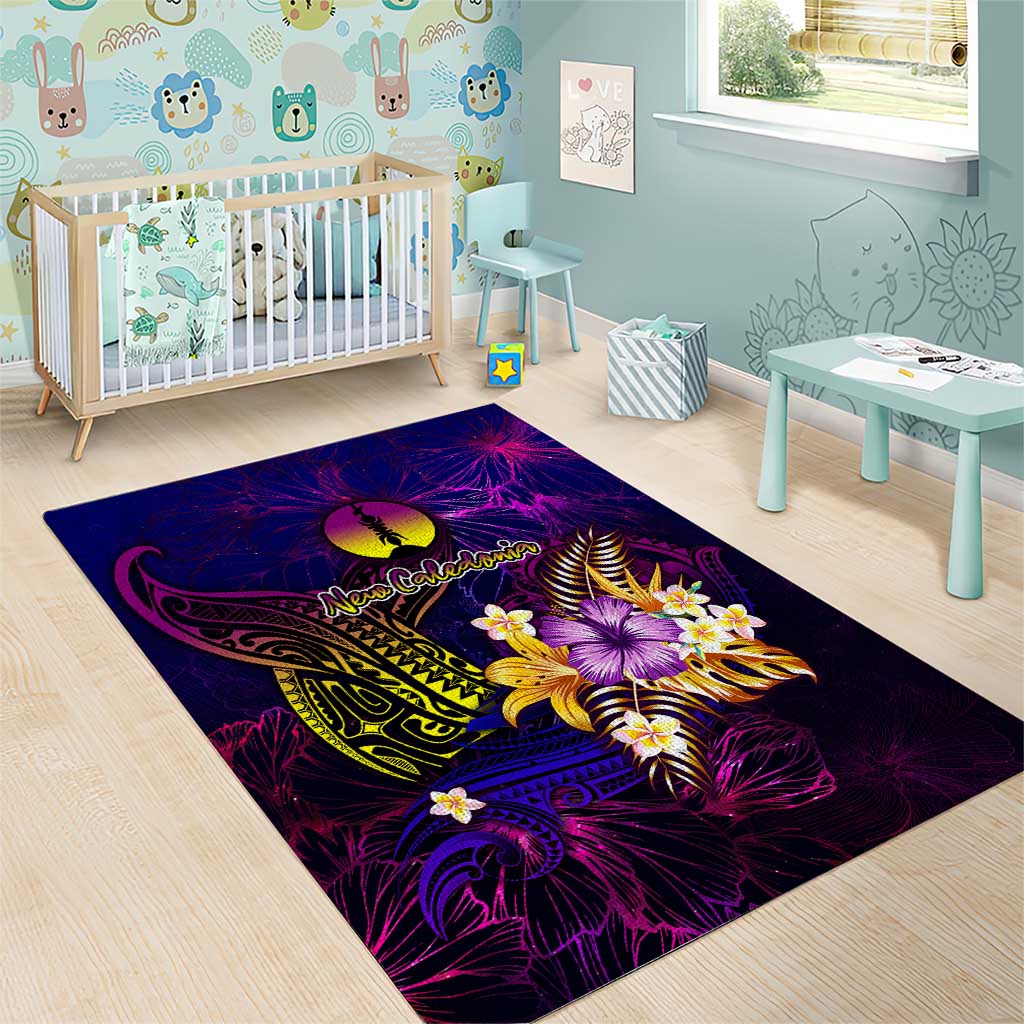 New Caledonia Area Rug Whale Hibiscus Polynesian